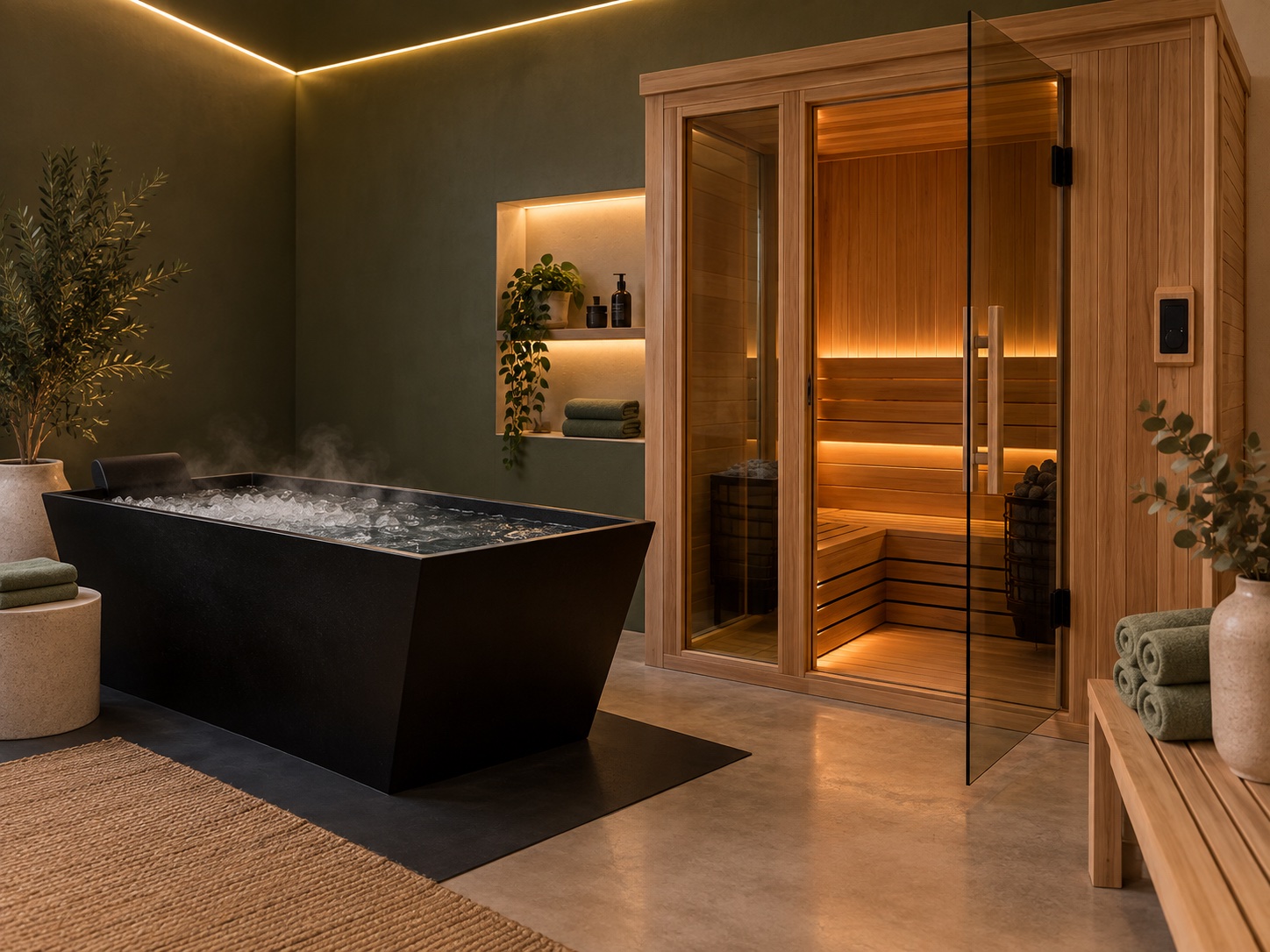 Cold plunge and sauna recovery suite